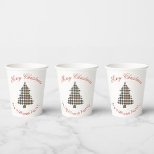 Gobelets En Papier Fête de Noël Russe Plaid Tree