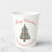 Gobelets En Papier Fête de Noël Russe Plaid Tree (Recto)