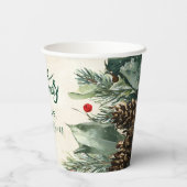 Gobelets En Papier Fête de Noël Rustic Birch Pinecone (Verso)