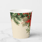 Gobelets En Papier Fête de Noël Rustique Poinsettia Pine (Verso)