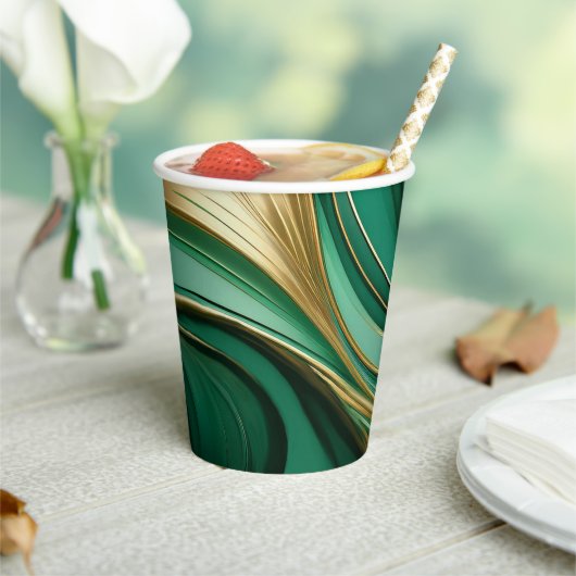 Gobelets En Papier Fête de Noël - Vert et Or (Insitu)