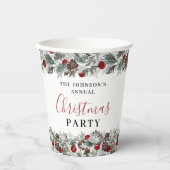 Gobelets En Papier Fête de Noël Watercolor Wreath (Recto)