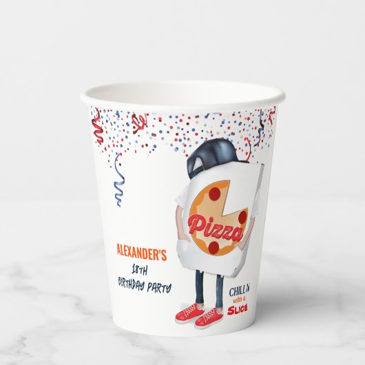 Gobelets En Papier Fête de pizza drôle (Verso)