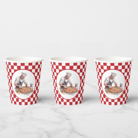 Gobelets En Papier Fête de pizza du chef cool (Multi)