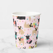 Gobelets En Papier Fête de Pug Birthday (Gauche)