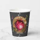 Gobelets En Papier Fête de remise de diplômes avec boule disco rouge (Recto)
