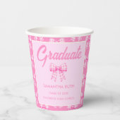 Gobelets En Papier Fête de remise de diplômes avec ruban gingham rose (Recto)