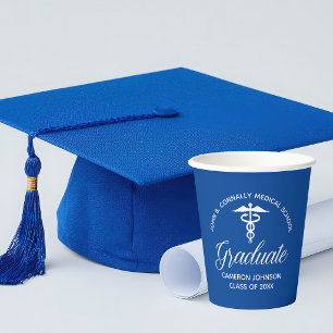 Gobelets En Papier Fête de remise de diplômes personnalisée en bleu à