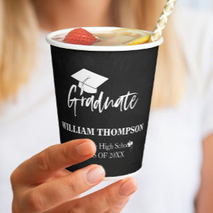 Gobelets En Papier Fête de remise des diplômes au lycée craie noir et