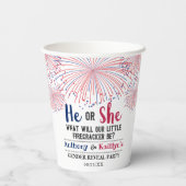 Gobelets En Papier Fête de révélation de genre Feu d'artifice 4 juill (Verso)