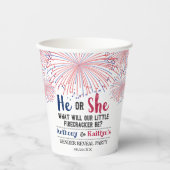 Gobelets En Papier Fête de révélation de genre Feu d'artifice 4 juill (Recto)