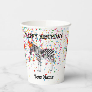 Gobelets En Papier Fête de zèbre - Animaux à la fête d'anniversaire