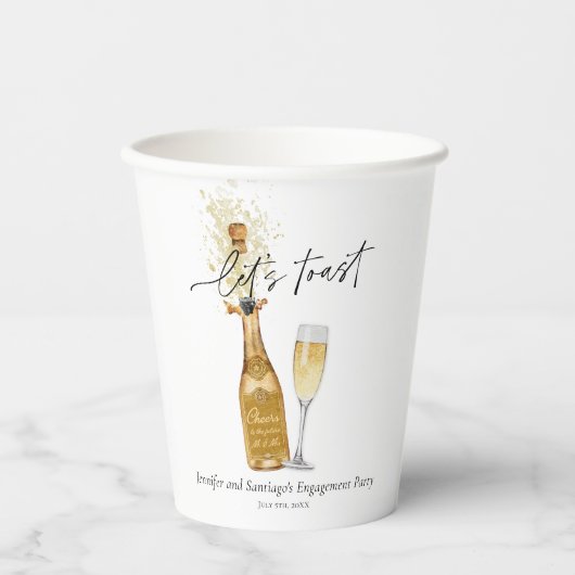 Gobelets En Papier Fête d'engagement de couples, levons nos verres (Recto)