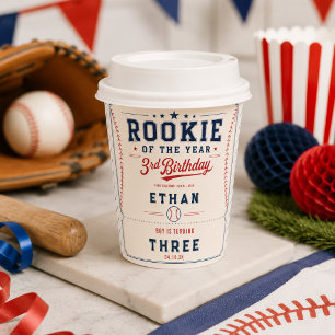 Gobelets En Papier Fête des 3 ans Rookie of the Year Baseball