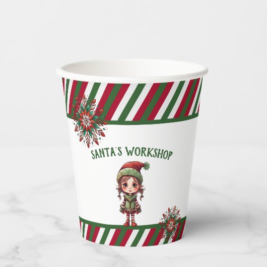 Gobelets En Papier Fête des Elfes de Noël (Recto)