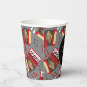 Gobelets En Papier Fête des joueurs d'Accordion Noir et Rouge (Droite)