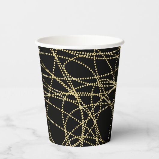 Gobelets En Papier Fête des mariées Abstraite Black Gold (Verso)