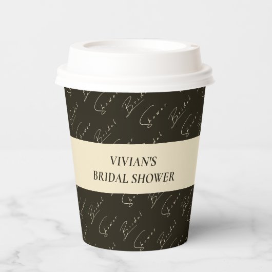 Gobelets En Papier Fête des mariées Arrière - plan moderne Motif vert (Recto)