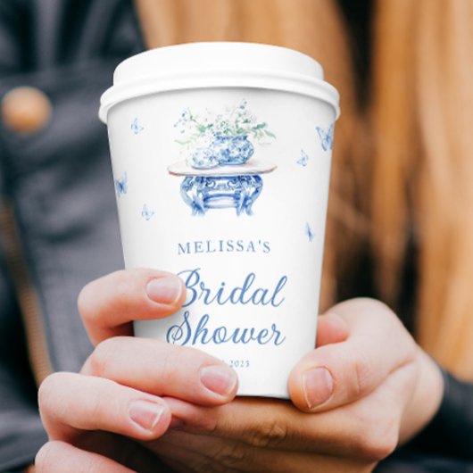 Gobelets En Papier Fête des mariées Chic Blue White Chinoiserie