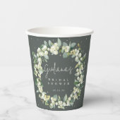 Gobelets En Papier Fête des mariées de courge verte Snowberry+Eucalyp (Recto)