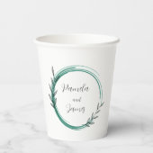 Gobelets En Papier Fête des mariées de couronne simple Emerald Green (Verso)