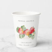 Gobelets En Papier Fête des mariées de feuillage de fraise rouge mign (Verso)