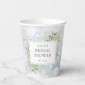 Gobelets En Papier Fête des mariées de feuillage de verdure d'hiver (Verso)