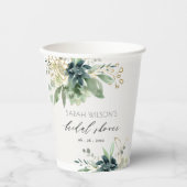 Gobelets En Papier Fête des mariées de feuillage Succulent Bleu Dusky (Recto)