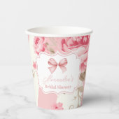 Gobelets En Papier Fête des mariées de la corbeille rose (Recto)