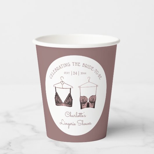 Gobelets En Papier Fête des mariées de lingerie en dentelle noire (Recto)