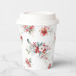 Gobelets En Papier Fête des mariées de Noël florale d'hiver