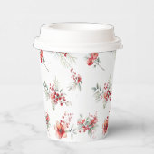 Gobelets En Papier Fête des mariées de Noël florale d'hiver (Droite)