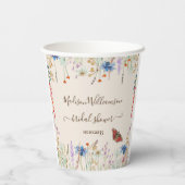 Gobelets En Papier Fête des mariées de papillon de prairie fleur sauv (Verso)