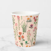 Gobelets En Papier Fête des mariées de pêche fleur sauvage (Recto)