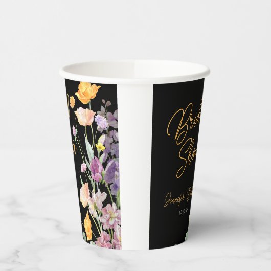 Gobelets En Papier Fête des mariées de script Fleur sauvage chic (Gauche)