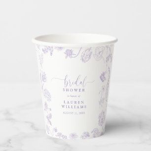 Gobelets En Papier Fête des mariées de script floral Lavender vintage