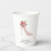Gobelets En Papier Fête des mariées de talons hauts roses (Verso)