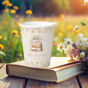 Gobelets En Papier Fête des mariées de thème du livre fleur sauvage