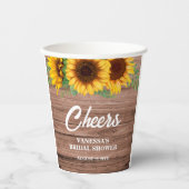 Gobelets En Papier Fête des mariées de tournesol rustique (Recto)