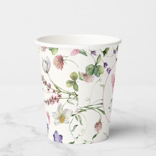 Gobelets En Papier Fête des mariées des fleurs de papillons (Droite)