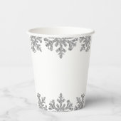 Gobelets En Papier Fête des mariées d'hiver Silver Snowflake (Verso)