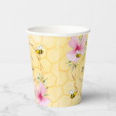 Gobelets En Papier Fête des mariées du jardin fleuri rose abeille (Droite)