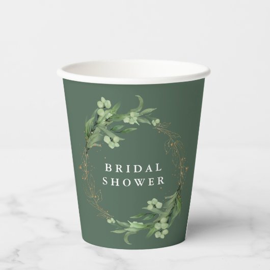 Gobelets En Papier Fête des mariées élégante Eucalyptus Botanique Mar (Recto)