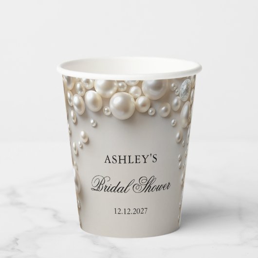 Gobelets En Papier Fête des mariées élégante Pastel Pearls (Verso)