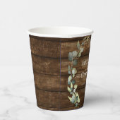 Gobelets En Papier Fête des mariées Eucalyptus Vert Bois rustique (Droite)