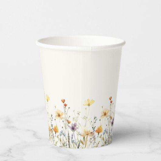 Gobelets En Papier Fête des mariées Fleur sauvage rustique (Droite)