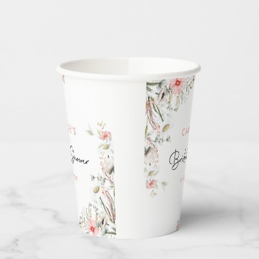 Gobelets En Papier Fête des mariées florale (Gauche)