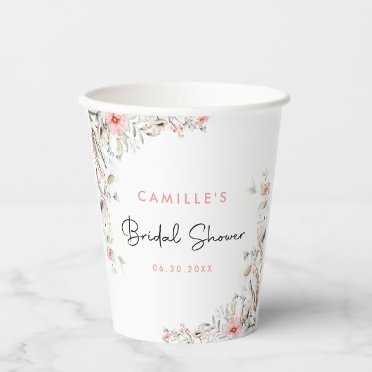Gobelets En Papier Fête des mariées florale (Recto)