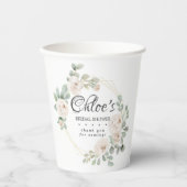 Gobelets En Papier Fête des mariées florale blanche d'Eucalyptus (Recto)