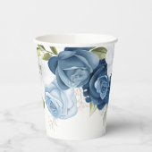 Gobelets En Papier Fête des mariées florale bleu poussiéreux (Gauche)